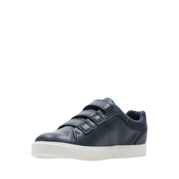 Clarks Girls City Oasis Lo Kid Trainers Navy | CA-8903126